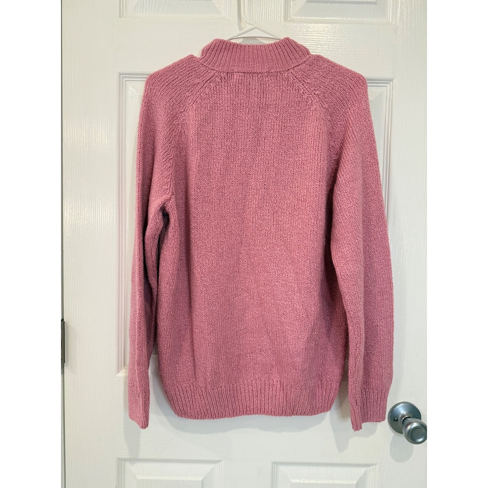 Karen Scott Womens PXL Pink Cable Knit Mock Neck Pullover Sweater - Picture 4 of 4